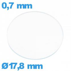 Verre 17,8 mm circulaire plat de montre en verre minéral