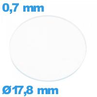 Verre 17,8 mm circulaire plat de montre en verre minéral