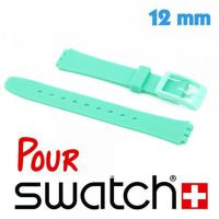 Bracelet pour Swatch 12 mm Silicone Vert d'eau