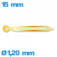 Aiguille cadran principal des minutes marque Horotec à l'unité  Ø1,20 mm  taille : 15 mm lumineuse nuit de mouvement  - doré
