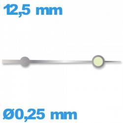 Aiguille de marque Horotec argenté  diam : 0,25mm  longueur : 12,5mm des secondes   phosphorescente