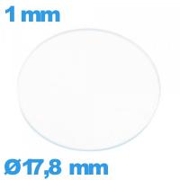 Verre circulaire verre minéral 17,8 mm plat de montre
