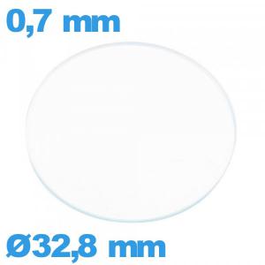 Verre pour montre 32,8 mm plat verre minéral circulaire