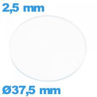 Verre 37,5 mm circulaire plat de montre en verre minéral