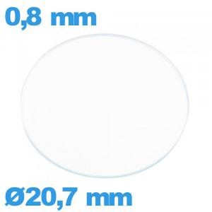 Verre plat verre minéral circulaire 20,7 mm montre