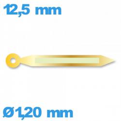 Aiguille phosphorescente des minutes de marque Horotec doré mouvement de montre   diam : 1,20mm  longueur : 12.5mm