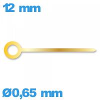 Aiguille cadran principal (minute) seule diam : 0,65 mm   pour mouvement montre - doré
