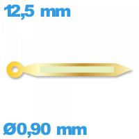 Aiguille à l'unité pour mouvement de montre luminescente doré  Ø0,90 mm  taille : 12.5mm Horotec (minute) Suisse
