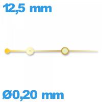Aiguille doré  diam : 0,20mm  long : 12,5 mm  cadran principal (seconde) mouvement montre lumineuse nuit