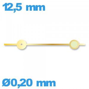 Aiguille doré à l'unité  Ø0,20 mm long : 12,5mm  cadran central des secondes pour mouvement montre luminescente