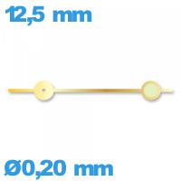 Aiguille doré à l'unité  Ø0,20 mm long : 12,5mm  cadran central des secondes pour mouvement montre luminescente