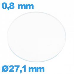 Verre 27,1 mm circulaire plat pour montre en verre minéral