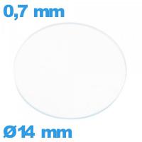 Verre pour montre 14 mm plat verre minéral circulaire