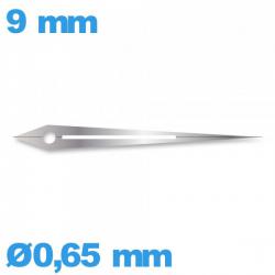 Aiguille argenté   Ø0,65 mm  taille : 9 mm (minute) pour mouvement de montre lumineuse nuit