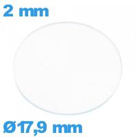 Verre circulaire en verre minéral 17,9 mm plat pour montre