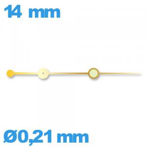 Aiguille lumineuse des secondes cadran central doré de mouvement montre Ø0,21 mm taille : 14mm Aiguille lumineuse des secondes cadran central doré de mouvement montre Ø0,21 mm taille : 14mm