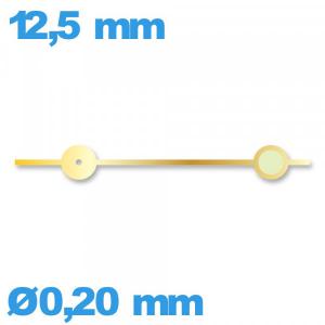 Aiguille  diam : 0,20 mm   taille : 12,5 mm lumineuse des secondes doré pour mouvement  à l'unité