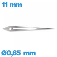 Aiguille argenté seule diam : 0,65 mm  long : 11 mm  (minute) pour mouvement de montre phosphorescente