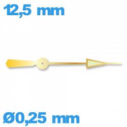 Aiguille cadran central des secondes   Ø0,25 mm long : 12,5 mm  lumineuse nuit pour mouvement montre - doré