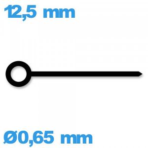 Aiguille seule de mouvement de montre noir  Ø0,65 mm longueur : 12.5mm Horotec cadran central 