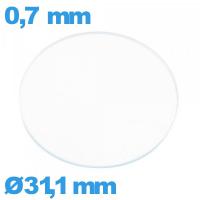 Verre de montre verre minéral circulaire 31,1 mm plat