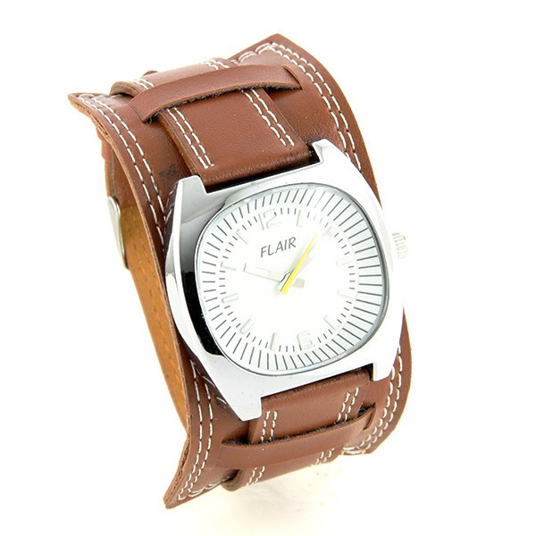 Montre Squad Force - Style Casual Homme, Mouvement Quartz, Bracelet Cuir Argenté