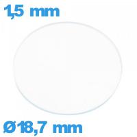 Verre plat en verre minéral de montre circulaire 18,7 mm