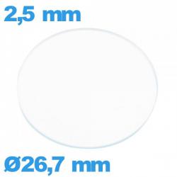 Verre 26,7 mm circulaire plat montre verre minéral