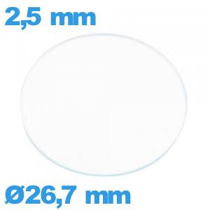 Verre 26,7 mm circulaire plat montre verre minéral