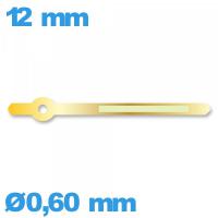 Aiguille cadran central (minute) de marque Horotec à l'unité  Ø0,60 mm  luminescente de mouvement de montre - doré