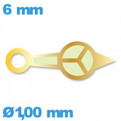 Aiguille phosphorescente (heure) Horotec doré  de montre à l'unité   Ø1,00 mm  taille : 6mm