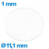 Verre plat en verre minéral de montre circulaire 11,1 mm
