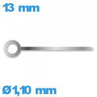 Aiguille  diamètre : 1,10 mm longueur : 13 mm cadran central des heures argenté mouvement montre à l'unité