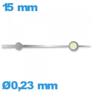 Aiguille diam : 0,23mm longueur : 15mm luminescente cadran central (seconde) argenté mouvement de montre à l'unité Horotec Aiguille diam : 0,23mm longueur : 15mm luminescente cadran central (seconde) argenté mouvement de montre à l'unité Horotec
