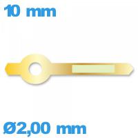 Aiguille des heures marque Horotec seule  Ø2,00 mm long : 10mm  phosphorescente de mouvement montre - doré