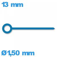 Aiguille des heures cadran principal bleu de mouvement  à l'unité  diam : 1,50 mm  long : 13 mm 