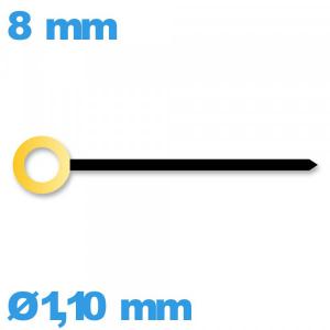 Aiguille cadran central (heure) à l'unité  Ø1,10 mm longueur : 8 mm   - noir et doré