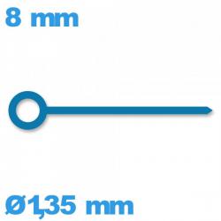 Aiguille (heure) bleu de mouvement montre à l'unité   Ø1,35 mm long : 8 mm 
