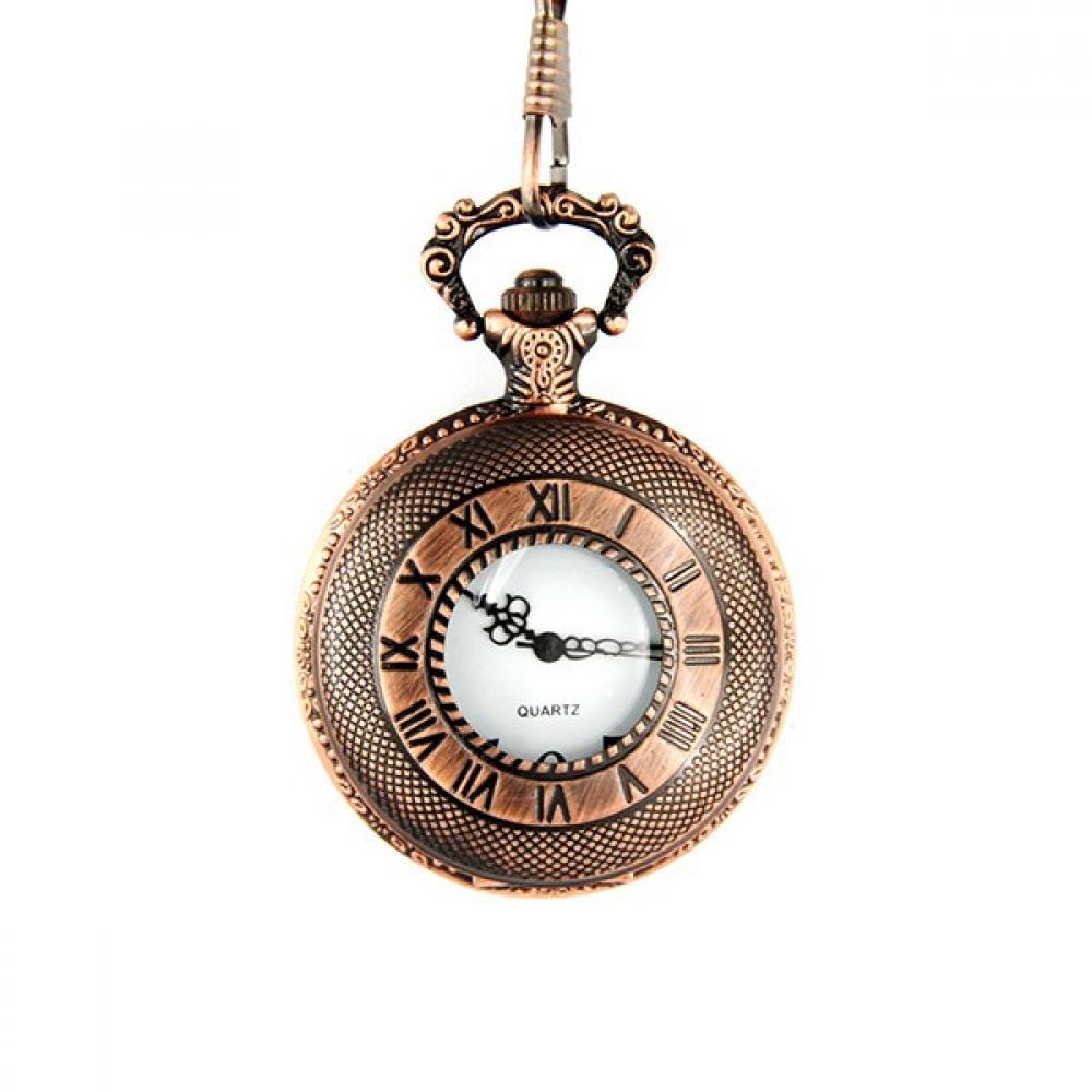 Montre De Poche Vintage En Bronze à Chaîne - Fleur Rose Grille, 4,7 Cm - Mécanisme Quartz - Neuf Sans Étiquette