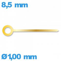 Aiguille cadran principal Horotec doré  de montre à l'unité Suisse  long : 8.5 mm 