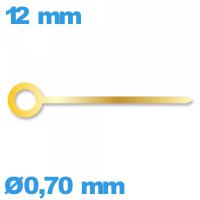 Aiguille (minute) doré pour mouvement  seule  diam : 0,70 mm   taille : 12mm