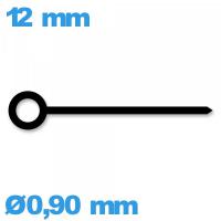 Aiguille seule pour mouvement de montre noir diamètre : 0,90 mm  taille : 12mm cadran central (minute) 