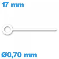 Aiguille (minute) blanc pour mouvement de montre   diamètre : 0,70 mm  taille : 17 mm