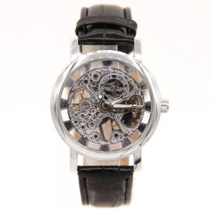 Montre automatique homme cuir noir squelette