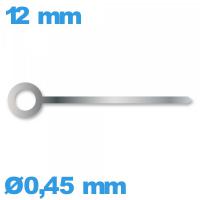 Aiguille cadran central des minutes  diam : 0,45 mm   taille : 12 mm   - argenté