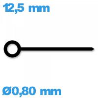Aiguille cadran principal marque Horotec noir de mouvement de montre à l'unité Suisse  Ø0,80 mm long : 12.5mm 