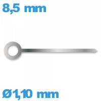 Aiguille de marque Horotec argenté seule diam : 1,10 mm  long : 8.5 mm  cadran principal pour mouvement 
