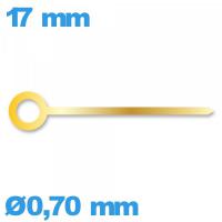 Aiguille doré  diamètre : 0,70 mm  cadran central (minute) de mouvement 