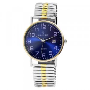 Montre Bracelet Elastique Dateur Argenté Cadran Noir