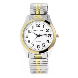 Montre Bracelet Elastique Dateur Bicolore Excellanc